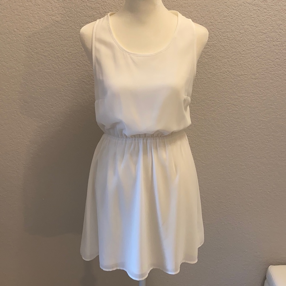 White Flowy Dress Strappy Back